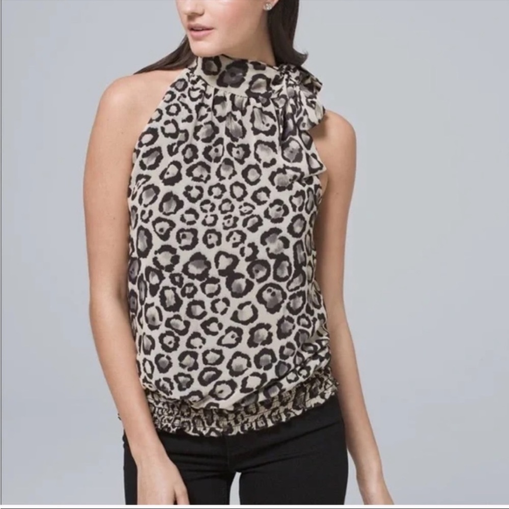 NWT WHBM Leopard-Print Halter Top
size M